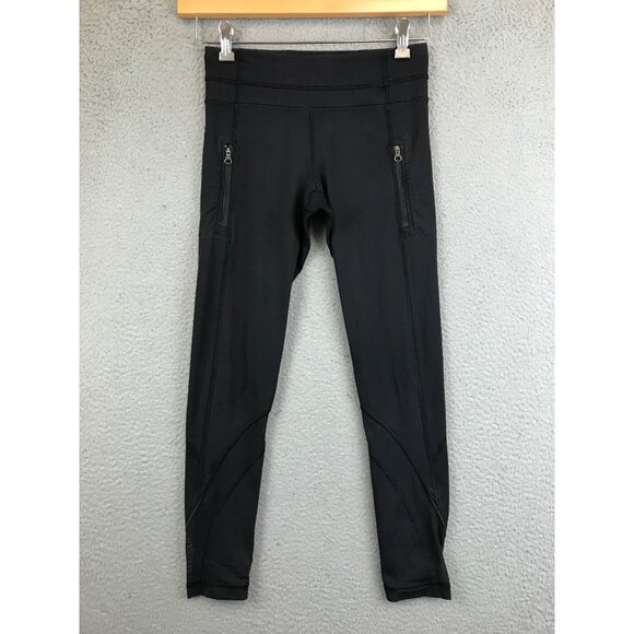 Lululemon leggings size 4 side zippered pockets black - Picture 1 of 10